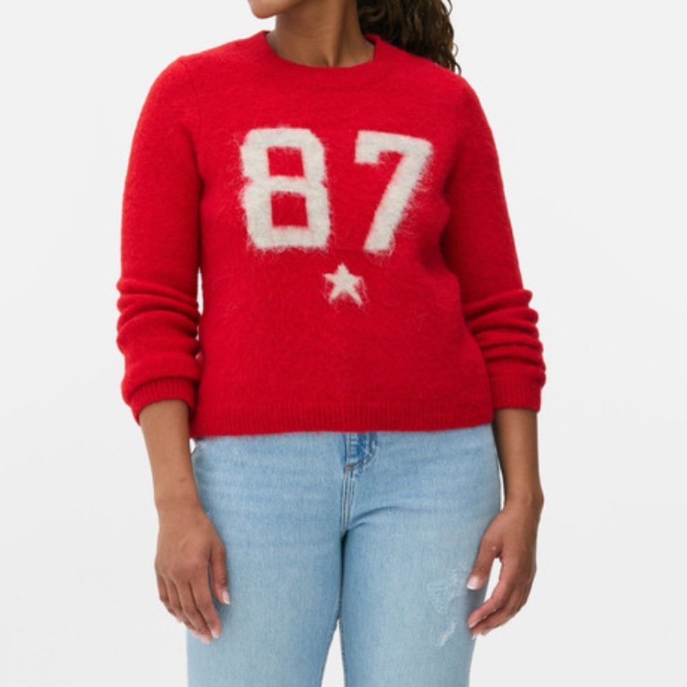 Primark Red Women's Sweater with '87' Design
